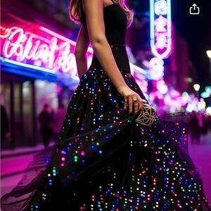 Black Sequin Dot Party Dress